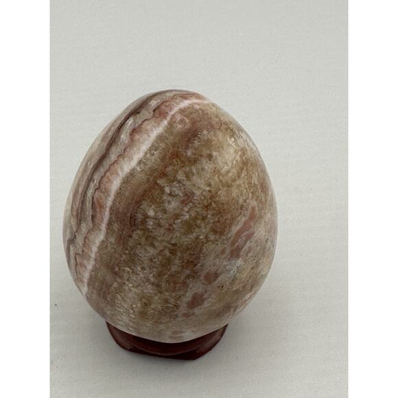 Stunning Banded Agate Onyx Egg Crystal Formations W/ Stand 2.5" Cream Browns - Picture 6 of 9